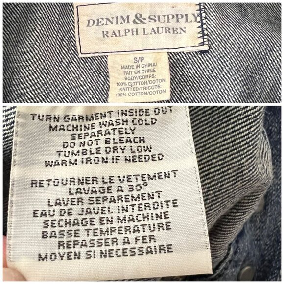 Sz‎ S - Ralph Lauren Denim & Supply Southwest Knit-Sleeve Trucker Denim Jacket - Picture 12 of 13
